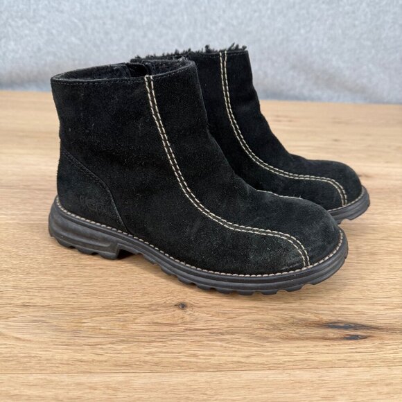 Ugg Australia Womens Y2K Ankle Zip Boots Size 5 Black Suede Winter Lined Short - Picture 1 of 15